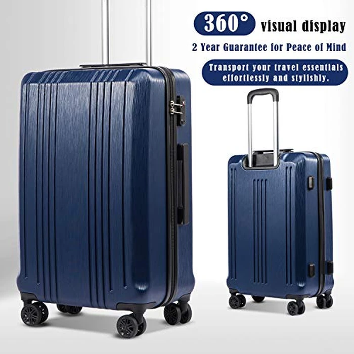 Coolife Luggage Suitcase PC+ABS with TSA Lock Spinner Carry on Hardshell Lightweight 20in 24in 28in (Navy, M(24IN)) by Coolife - Image 2