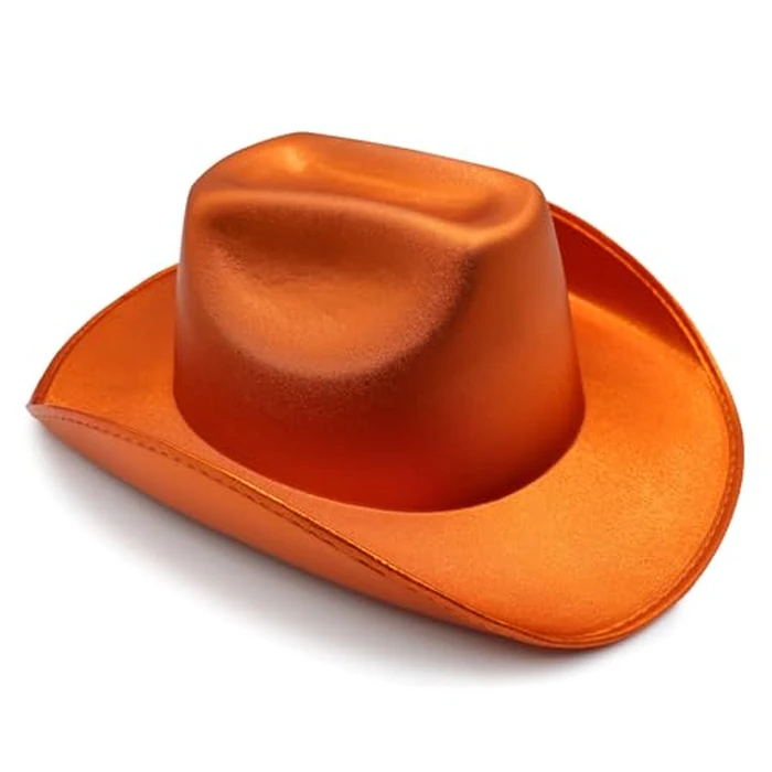 Reyox Women Men Metallic Space Cowboy Hat for Music Festivals Party Space Orange by Reyox - Image 1