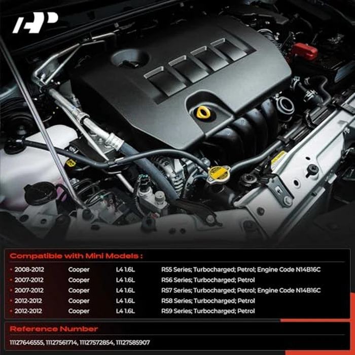 A-Premium 1.6L Engine Valve Cover with Gasket & Oil Cap Compatible with 2007-2012 Mini Cooper R55 R56 R57 R60 1.6L N14 Turbocharged, Replace for 11127646555, 11127561714, 11127585907 by A-premium - Image 2
