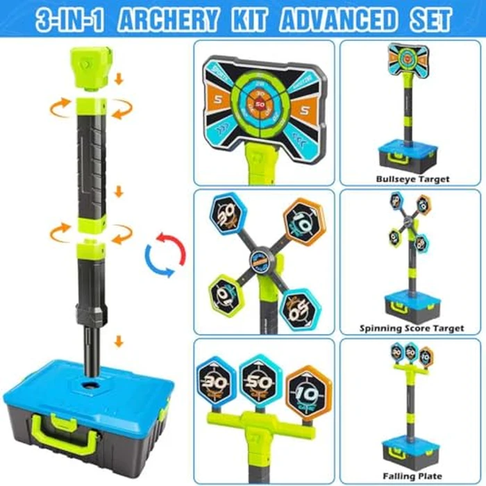 2 Pack Bow and Arrow Toy for kids 5 6 7 8 9 10,LED Light-Up Bows Archery Set with 12 Suction Cup Arrows, 4 Fun Targets ,2 Quivers & Storage Box ,Indoor Outdoor Sport Game Gifts for Boys Girls 4-8 8-12 by polokping - Image 6