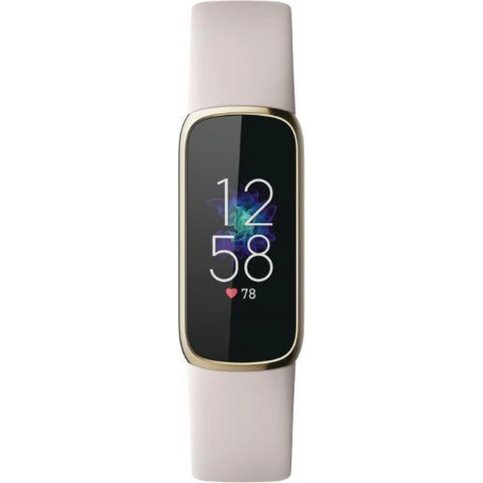 Fitbit Luxe Fitness + Wellness Tracker - 20mm - Soft Gold Stainless Steel Case with Lunar White Silicone Classic Band - Small Size by Fitbit - Image 1
