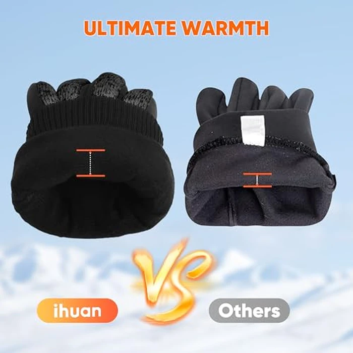 ihuan Winter Waterproof Gloves Cold Weather - Snow Ski Windproof for Men Women, Warm Touchscreen Thermal for Running Cycling by ihuan - Image 2