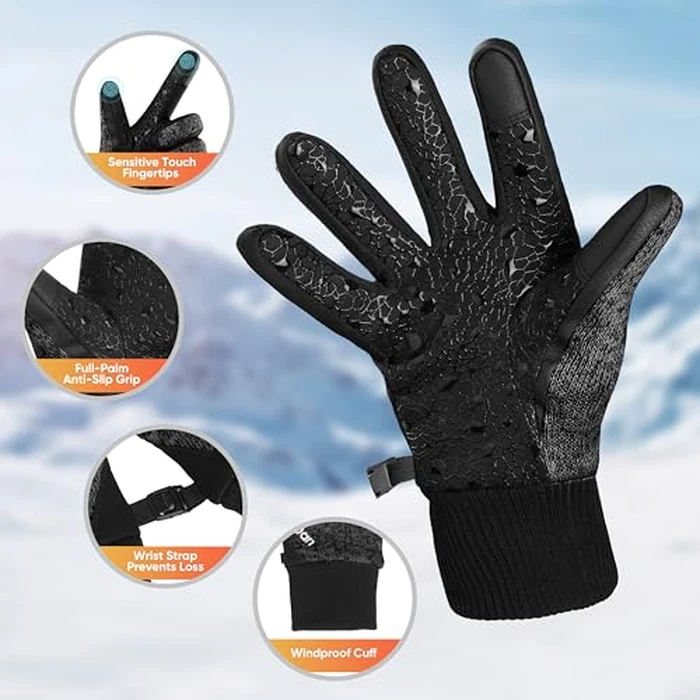 ihuan Winter Waterproof Gloves Cold Weather - Snow Ski Windproof for Men Women, Warm Touchscreen Thermal for Running Cycling by ihuan - Image 3