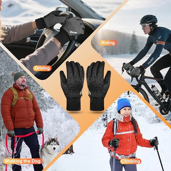 ihuan Winter Waterproof Gloves Cold Weather - Snow Ski Windproof for Men Women, Warm Touchscreen Thermal for Running Cycling by ihuan - Image 6