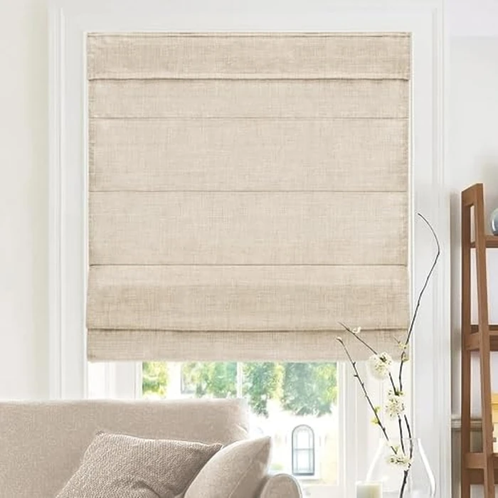 CHICOLOGY Roman Shades for Windows, Window Treatments, Roman Shades, Roman Window Shades, Room Darkening Shades, Window Shades, 30" W X 64" H, Belgian Flax (Privacy & Light Filtering) by Chicology - Used - Very Good condition - CA$35.41
