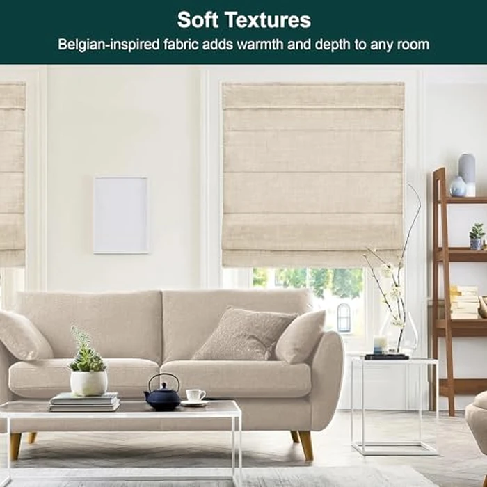 CHICOLOGY Roman Shades for Windows, Window Treatments, Roman Shades, Roman Window Shades, Room Darkening Shades, Window Shades, 30" W X 64" H, Belgian Flax (Privacy & Light Filtering) by Chicology - Image 3