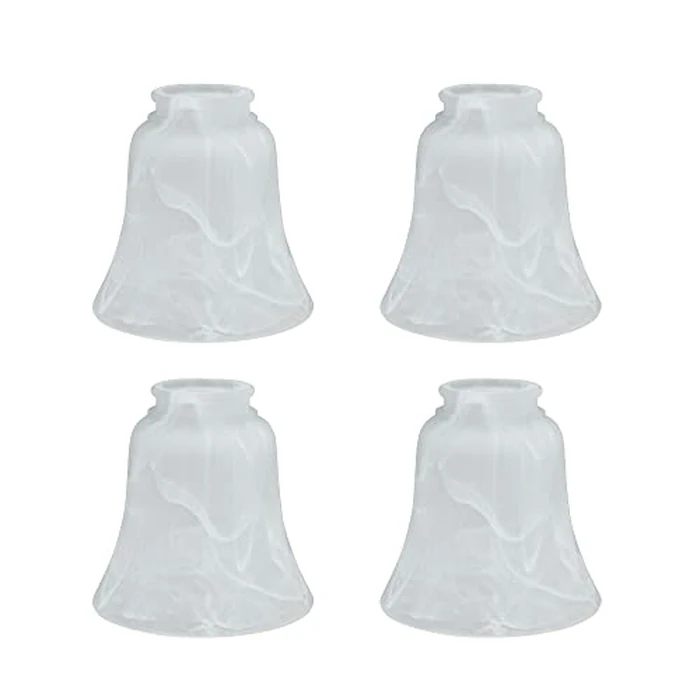 Aspen Creative 23030-4 Transitional Alabaster Bell Shape Ceiling Fan Glass Shade 2-1/8" Fitter, 4-5/8" D x 4-5/8"H, 4 Pack by Aspen Creative - Image 1