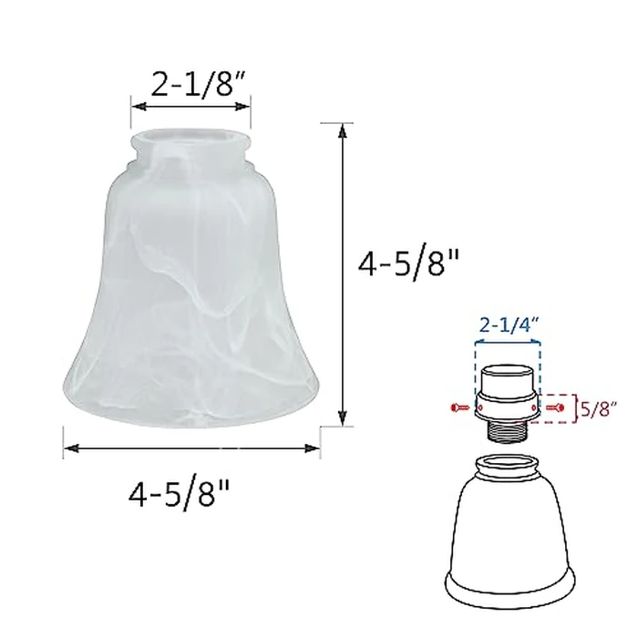 Aspen Creative 23030-4 Transitional Alabaster Bell Shape Ceiling Fan Glass Shade 2-1/8" Fitter, 4-5/8" D x 4-5/8"H, 4 Pack by Aspen Creative - Image 2