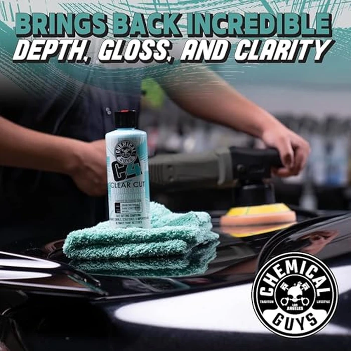 Chemical Guys C4 & P4 Clear Cut Correction Compound and Precision Paint Perfection Polish Combo - Removes Scratches, Swirls, Towel Marks, and Etching, Restores Gloss, Polishing Kit - 2 x 16 oz by Chemical Guys - Image 2