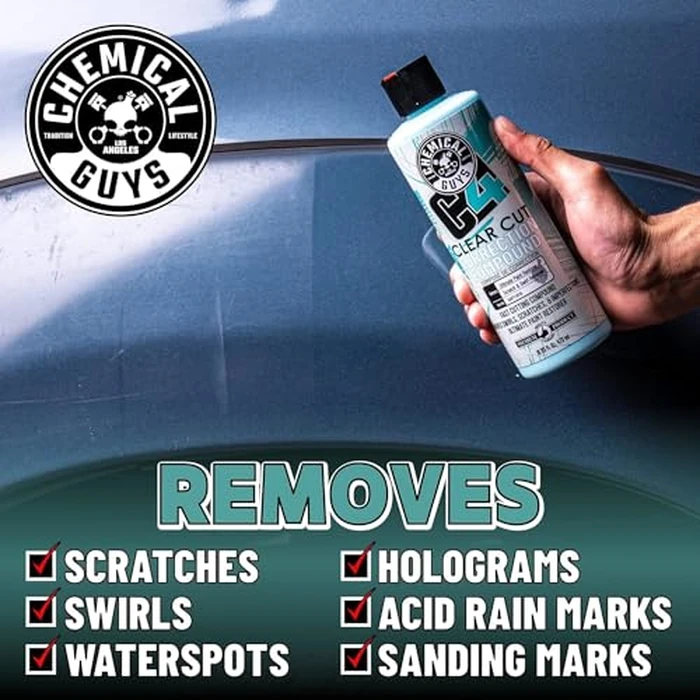 Chemical Guys C4 & P4 Clear Cut Correction Compound and Precision Paint Perfection Polish Combo - Removes Scratches, Swirls, Towel Marks, and Etching, Restores Gloss, Polishing Kit - 2 x 16 oz by Chemical Guys - Image 4
