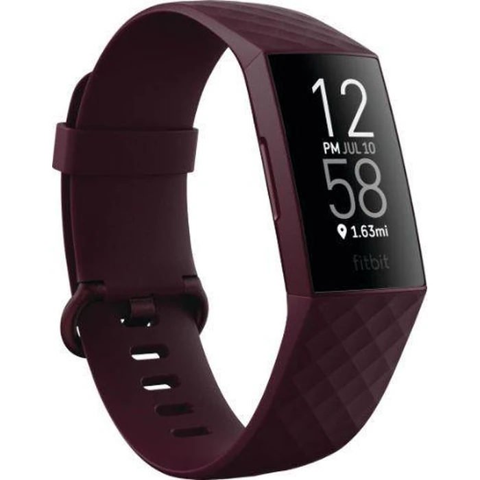Fitbit Charge 4 Advanced Fitness Tracker - 35mm - Black Plastic Case with Rosewood Elastomer Classic Band - Small Size by Fitbit - Image 2