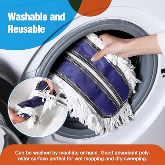 36" Microfiber Mop Pads 2 Pieces Just Fit CLEANHOME Industrial Dust Mop: B08R3F1ZZM,Blue by CLEANHOME - Image 4