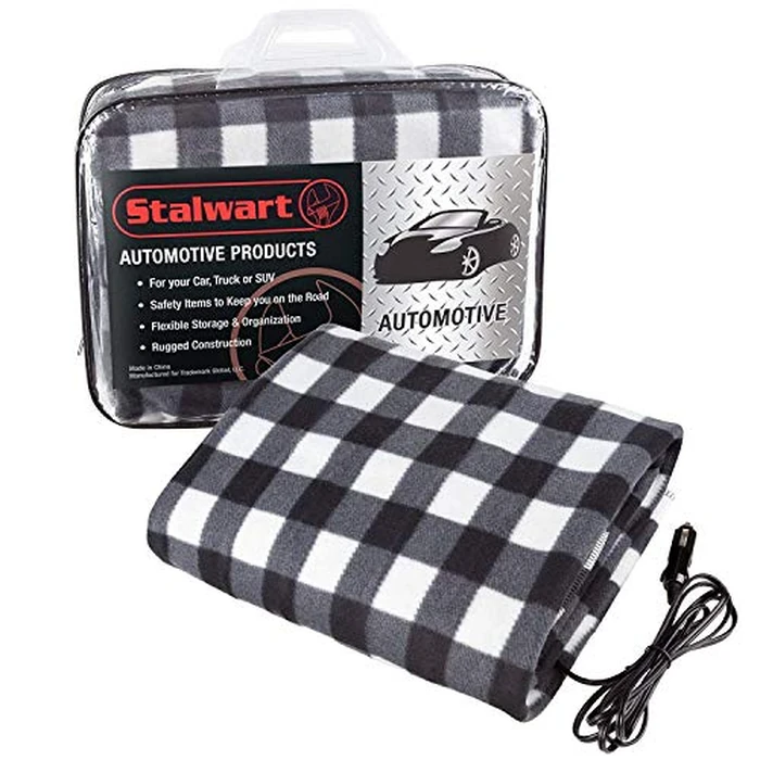 Heated Car Blanket - 12V Electric Travel Blanket for Car, Truck, SUV or RV - Portable Heated Throw for Road Trips, Camping or Winter Emergency Kit for Cold Weather Travel by Stalwart (Black Plaid) by Stalwart - Image 7