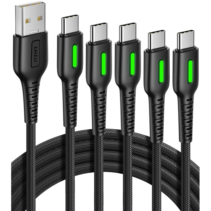 INIU USB to USB C Cable, [5 Pack] 3.1A QC3.0 Type C Cable Fast Charge, [1.6+3.3+3.3+6.6+6.6ft] Braided USBA to C Cable, USBC Charging Cord for iPhone 17 16 15 Pro Max, Samsung S25 24 23, Pixel 10 etc by INIU - Image 1