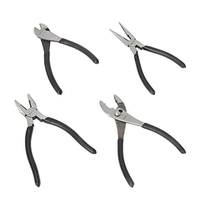 Amazon Basics Pliers Set, Hand Tools for Precision, Cutting Wire Cutter with Needle Nose and Diagonal, Quality Tool Set for Home Maintenance, Set of 4, Black and Silver by Amazon Basics - Image 2