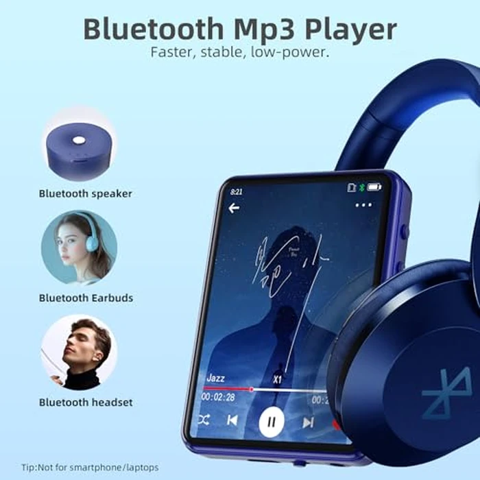 Tengsen MP3 Player with Bluetooth 5.3 - Portable Music Player with Speaker,FM Radio,E-Book,Shuffle/Repeat Play,Full Touch Screen MP3 Player for Meetings,Lectures,Fitness,SD Card Slot,64GB Blue by Tengsen - Image 3