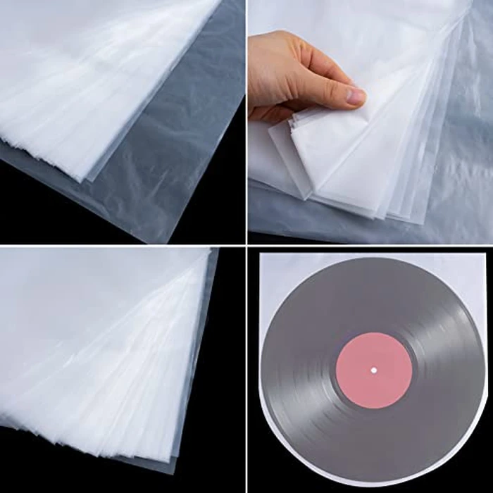 100PCS Vinyl Record Sleeves Inner, 12 Inch Semi-Transparent Inner Plastic Record Cover Sleeves with 0.08mm Thick Anti-Static Material by J/B - Image 4