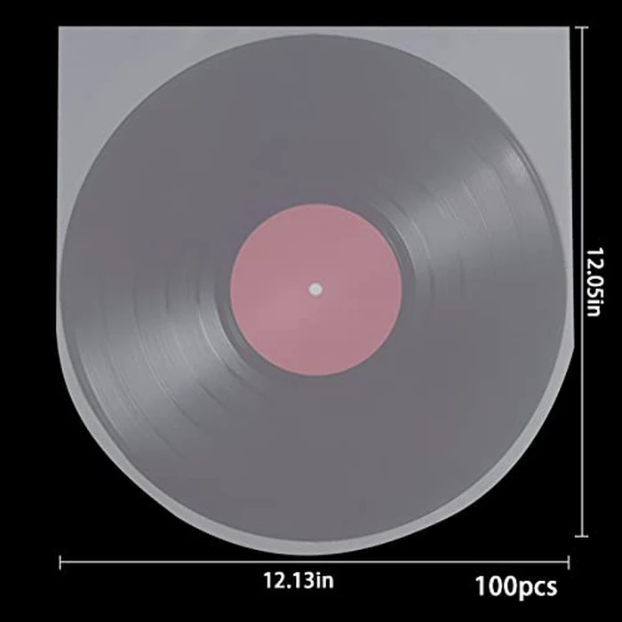 100PCS Vinyl Record Sleeves Inner, 12 Inch Semi-Transparent Inner Plastic Record Cover Sleeves with 0.08mm Thick Anti-Static Material by J/B - Image 6