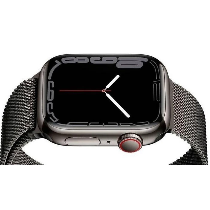 Apple Watch Series 7 (Cellular + GPS) - 32GB - 41mm - Graphite Stainless Steel Case with Graphite Rubber Milanese Loop Band by Apple - Image 2