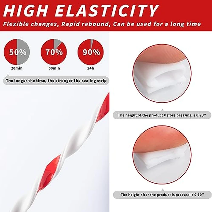 Fingwerk 50 Feet D-Shape Rubber Weather Stripping Door Seal Strip, Self-Adhesive Backing Door Weatherstripping for Door Frame Insulation Large Gap, Easy Cut to Size with Tailor Scissors(White) by Fingwerk - Image 4