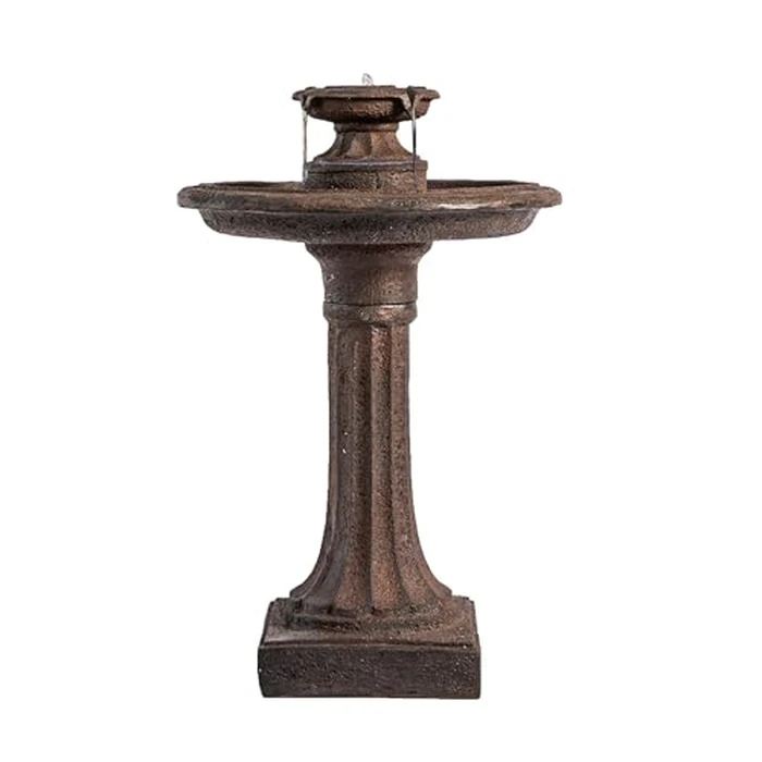 XBrand 28" Tiered Freestanding Classic Bird Bath Outdoor Water Fountain with Auto Shut-Off Pump, Brown by XBrand - Used - Very Good condition - US$151.01