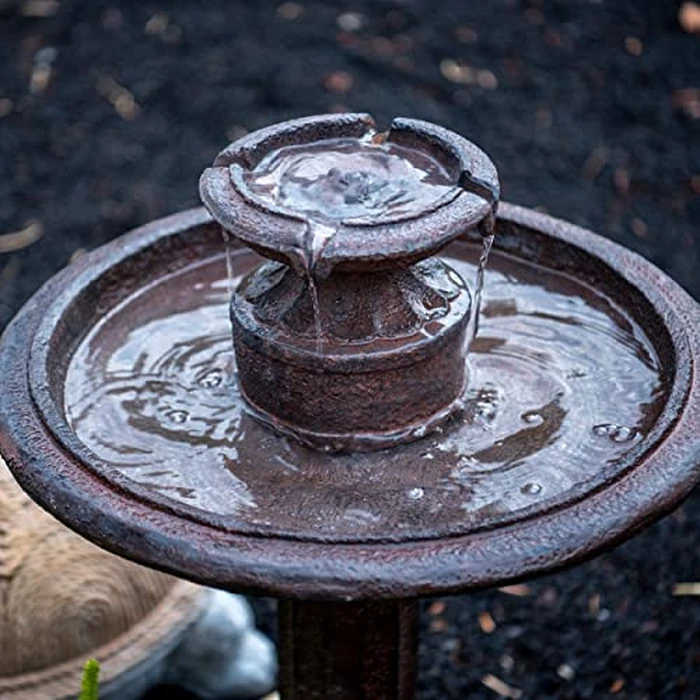 XBrand 28" Tiered Freestanding Classic Bird Bath Outdoor Water Fountain with Auto Shut-Off Pump, Brown by XBrand - Image 2