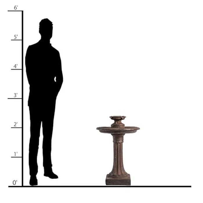 XBrand 28" Tiered Freestanding Classic Bird Bath Outdoor Water Fountain with Auto Shut-Off Pump, Brown by XBrand - Image 9