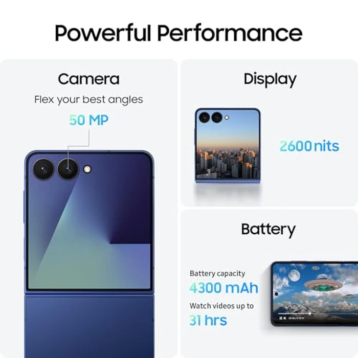 Samsung Galaxy Z Flip7, 512GB, Blue Shadow (CAD Version & Warranty) - AI Smartphone, 50MP, 6.9" Dynamic AMOLED Main Display, 120Hz Refresh, FlexCam by Samsung - Image 5