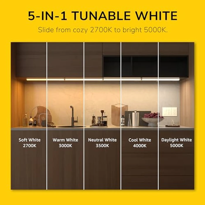 Inlight 24" LED Under Cabinet Lighting, 5 CCT Selectable 2700-5000 K, Dimmable, ETL-Listed, White Finished, IN-0208-3-WH by Inlight - Image 4