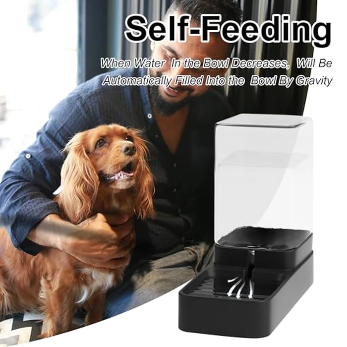 Wefeedy Automatic Cat Feeder and Water Dispenser in Set with Pet Food Bowl,Gravity Dog Waterer and Food Feeder for Small Medium Dog Cat Puppy Kitten Large Capacity(3.3L,Black) by Wefeedy - Image 6