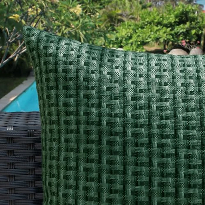 Kevin Textile Outdoor Waterproof Throw Pillow Covers Pack of 2 Farmhouse Decorative Cushion Covers for Garden Patio Tent Balcony Bench Couch Sofa 20x20 Inch, Dark Green by K KEVIN TEXTILE - Image 3