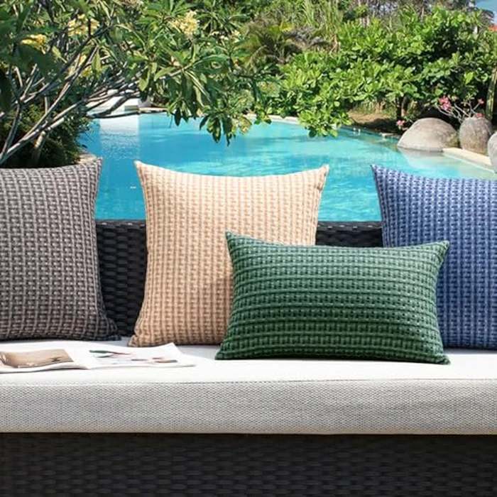 Kevin Textile Outdoor Waterproof Throw Pillow Covers Pack of 2 Farmhouse Decorative Cushion Covers for Garden Patio Tent Balcony Bench Couch Sofa 20x20 Inch, Dark Green by K KEVIN TEXTILE - Image 6