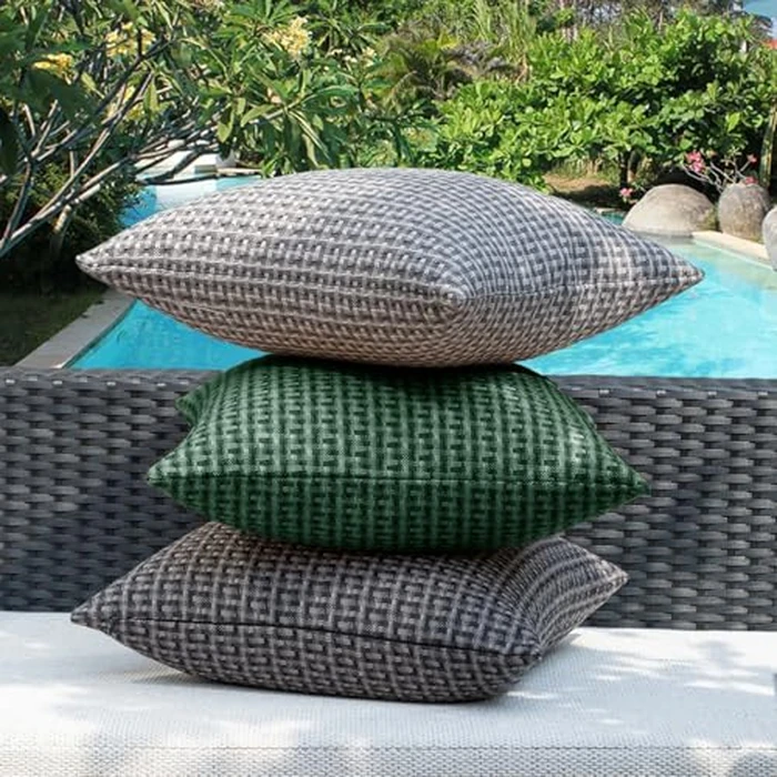 Kevin Textile Outdoor Waterproof Throw Pillow Covers Pack of 2 Farmhouse Decorative Cushion Covers for Garden Patio Tent Balcony Bench Couch Sofa 20x20 Inch, Dark Green by K KEVIN TEXTILE - Image 8