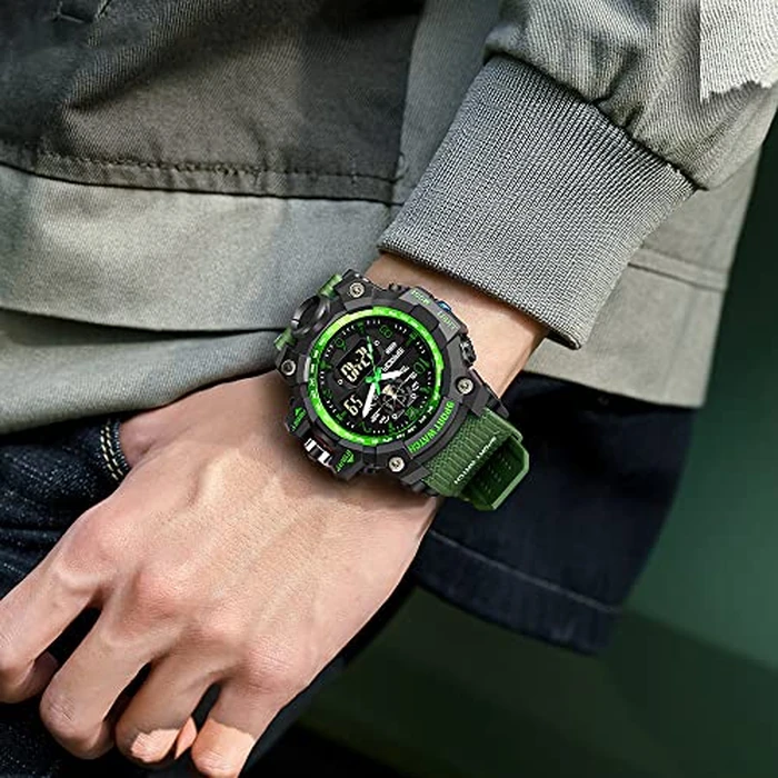 KXAITO Men's Watches Sports Outdoor Waterproof Military Watch Date Multi Function Tactics LED Face Alarm Stopwatch for Men 3169 (Green) by KXAITO - Image 2