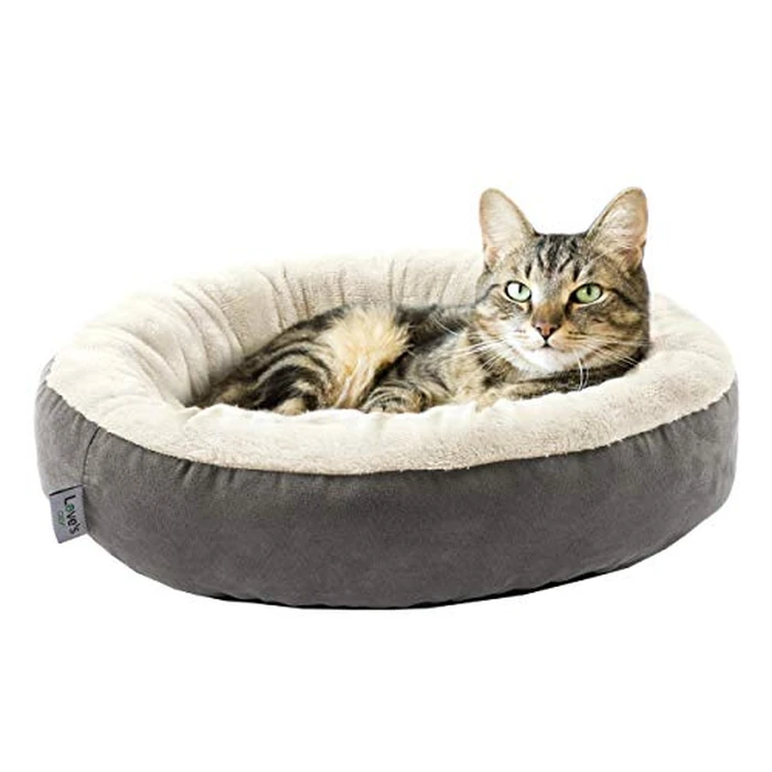 Love's cabin Round Donut Cat and Dog Cushion Bed, 20in Bed for Cats or Small Dogs, Anti-Slip & Water-Resistant Bottom, Super Soft Durable Fabric Pet Beds, Washable Luxury Cat & Dog Bed Gray by Love's cabin - Used - Very Good condition - US$14.99