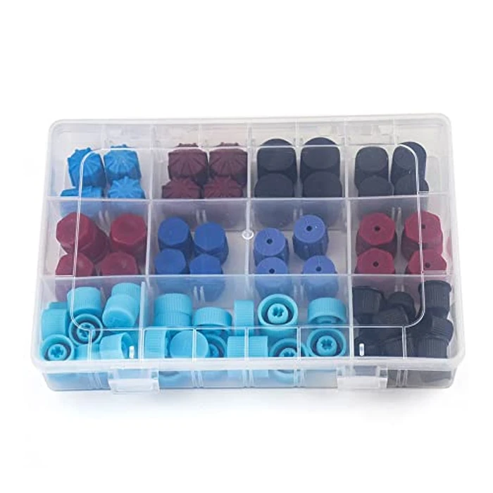 77PCs Car Auto R134a AC A/C System Valve Core Dust Caps Set Air Seal Air Conditioning Valve Replacement Caps by HomeSoGood - Used - Like New condition