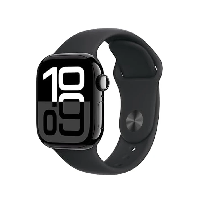 Apple Watch Series 10 [GPS 42mm case] Smartwatch with Jet Black Aluminum Case with Black Sport Band - S/M. Fitness Tracker, ECG App, Always-On Retina Display, Water Resistant by Apple - Used - Like New condition - US$288.21