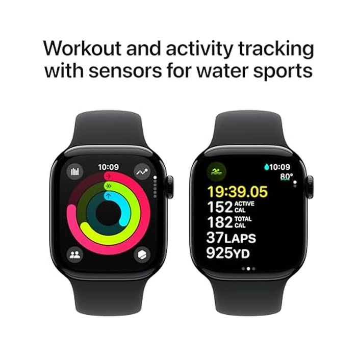 Apple Watch Series 10 [GPS 42mm case] Smartwatch with Jet Black Aluminum Case with Black Sport Band - S/M. Fitness Tracker, ECG App, Always-On Retina Display, Water Resistant by Apple - Image 5