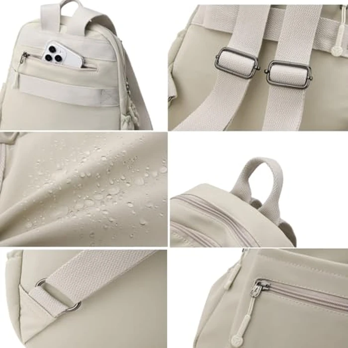 Tanweibago Mini Nylon Women Backpacks,11L Small Ladies backpacks Casual Lightweight Women Shopping Travel Daypack (Z-Cream White) by Tanweibago - Image 3