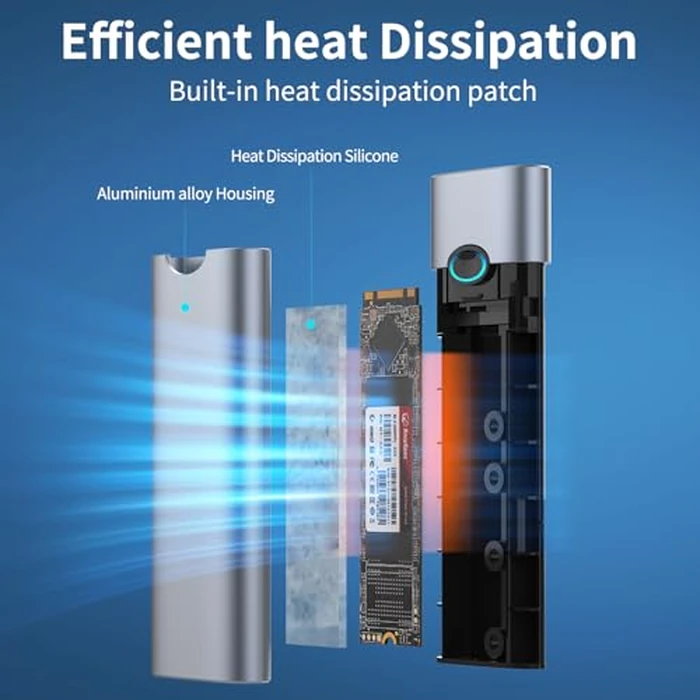 GODO M.2 NVMe Hard Drive Enclosure Adapter Type C USB 3.2 Gen 2 (10 Gbps) to NVME PCI-E M-Key/(B+M) Key Support UASP Trim for SSDs 2280/2260/2242/2230 Tool Free Aluminum by GODO - Image 6