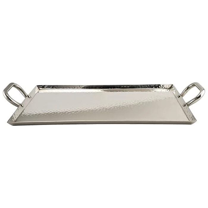 G.E.T. Heavy-Duty Metal Serving/Ottoman Tray with Handles, 16" x 12", Mirror Polished Steel by GET - Used - Like New condition - CA$64.91