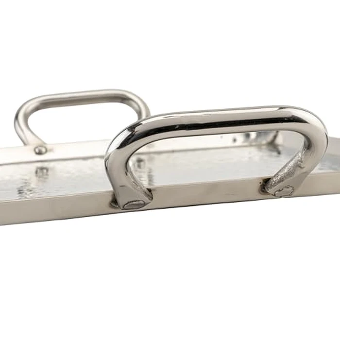 G.E.T. Heavy-Duty Metal Serving/Ottoman Tray with Handles, 16" x 12", Mirror Polished Steel by GET - Image 2