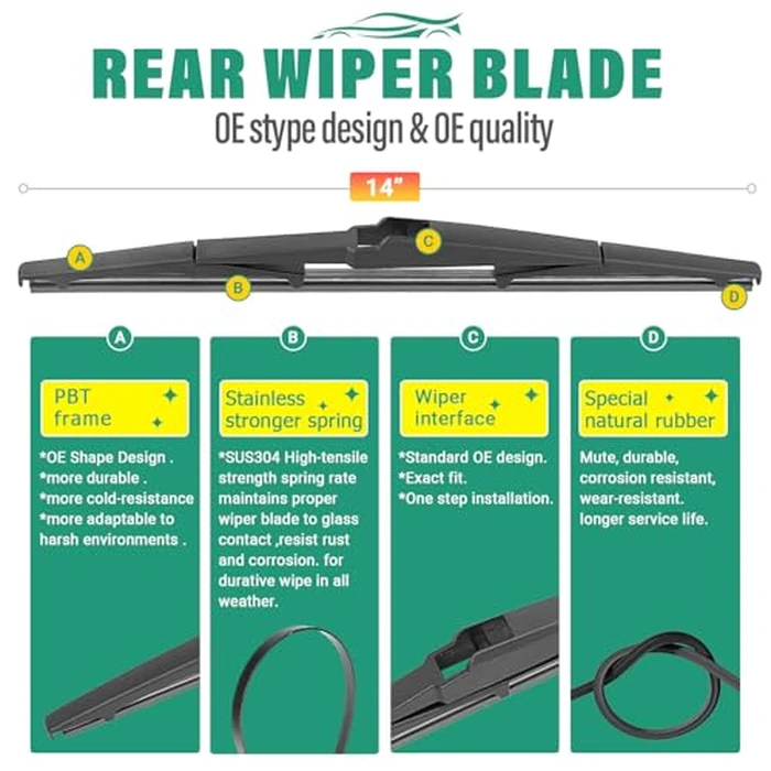 26" 16" 14" Windshield Wiper Blades Replacement for Toyota CHR C-HR 2018 2019 2020 2021 2022 Premium All Weather Front Rear Wipers Set - OEM Quality (Pack of 3) by WINDSMILE - Image 4