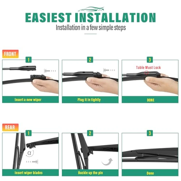 26" 16" 14" Windshield Wiper Blades Replacement for Toyota CHR C-HR 2018 2019 2020 2021 2022 Premium All Weather Front Rear Wipers Set - OEM Quality (Pack of 3) by WINDSMILE - Image 8