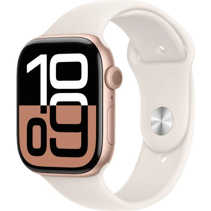 Apple Watch Series 10 (Cellular + GPS) - 64GB - Rose Gold Aluminum Case with Starlight Sport Band by Apple - Image 2