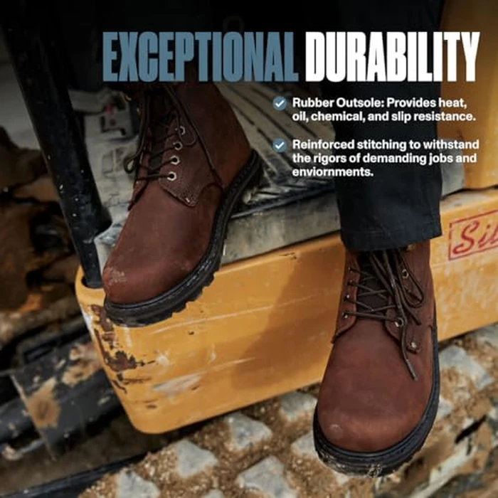 EVER BOOTS Tank Men's Soft Toe Oil Full Grain Leather Work Boots Construction Rubber Sole (10 D(M), Darkbrown) by EVER BOOTS - Image 5