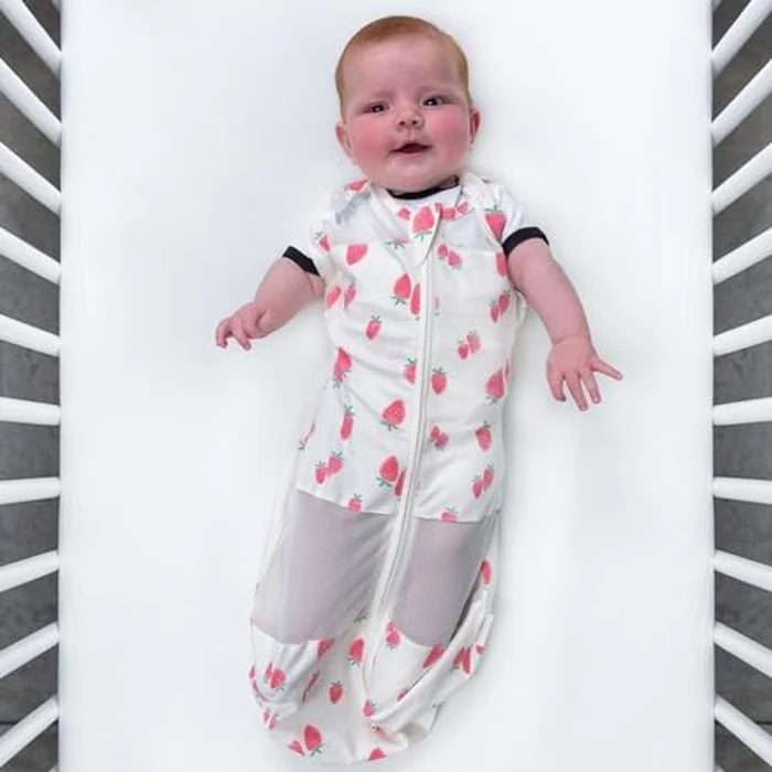 Happiest Baby Sleepea 5-Second Swaddle - 100% Organic Cotton Baby Swaddle Blanket - Doctor Designed Promotes Healthy Hip Development (Ivory Strawberries, Small) by Happiest Baby - Image 2