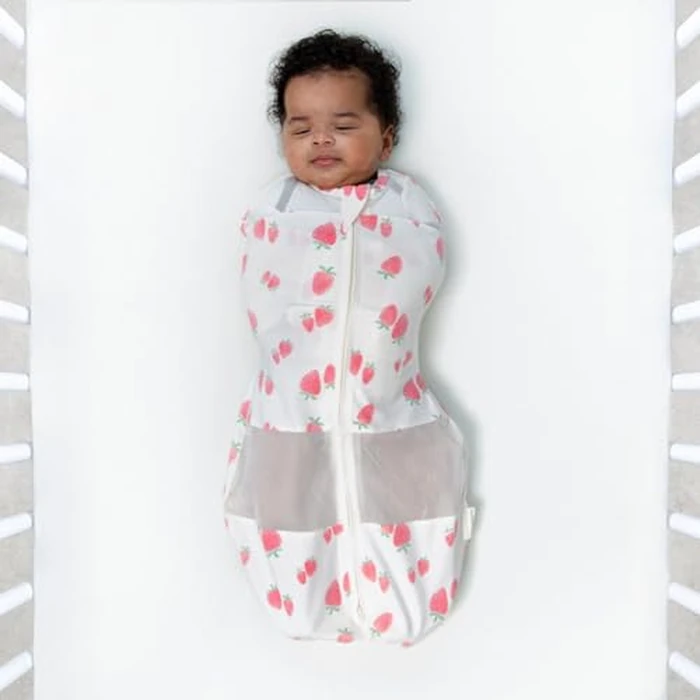 Happiest Baby Sleepea 5-Second Swaddle - 100% Organic Cotton Baby Swaddle Blanket - Doctor Designed Promotes Healthy Hip Development (Ivory Strawberries, Small) by Happiest Baby - Image 3