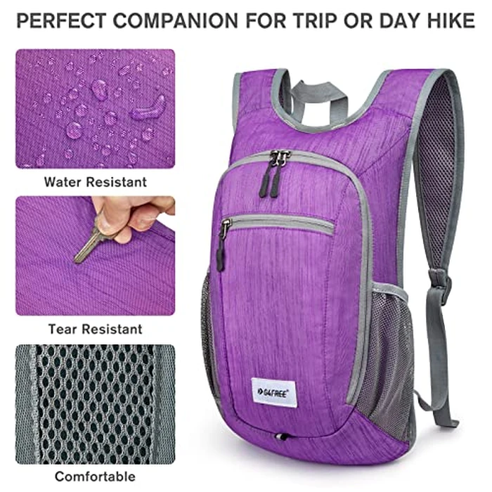 G4Free 10L/15L Hiking Backpack Lightweight Packable Hiking Daypack Small Travel Outdoor Foldable Shoulder Bag, Purple, 10L, Foldable, Casual, Modern by G4Free - Image 3