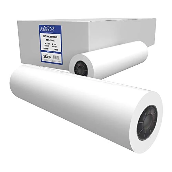 Alliance Wide Format Paper CAD Bond Rolls (20lb | 2 Rolls, 36 In x 300 Ft | 2" Core) by Alliance - Used - Like New condition